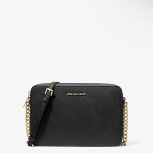 Michael Kors Black and Gold Crossbody Bag with Chain Strap